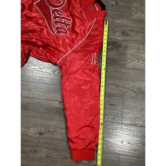Delta Box 13 Unisex Red Satin Size XXL Bomber Jacket Embroidered Theta Sorority - Picture 7 of 10